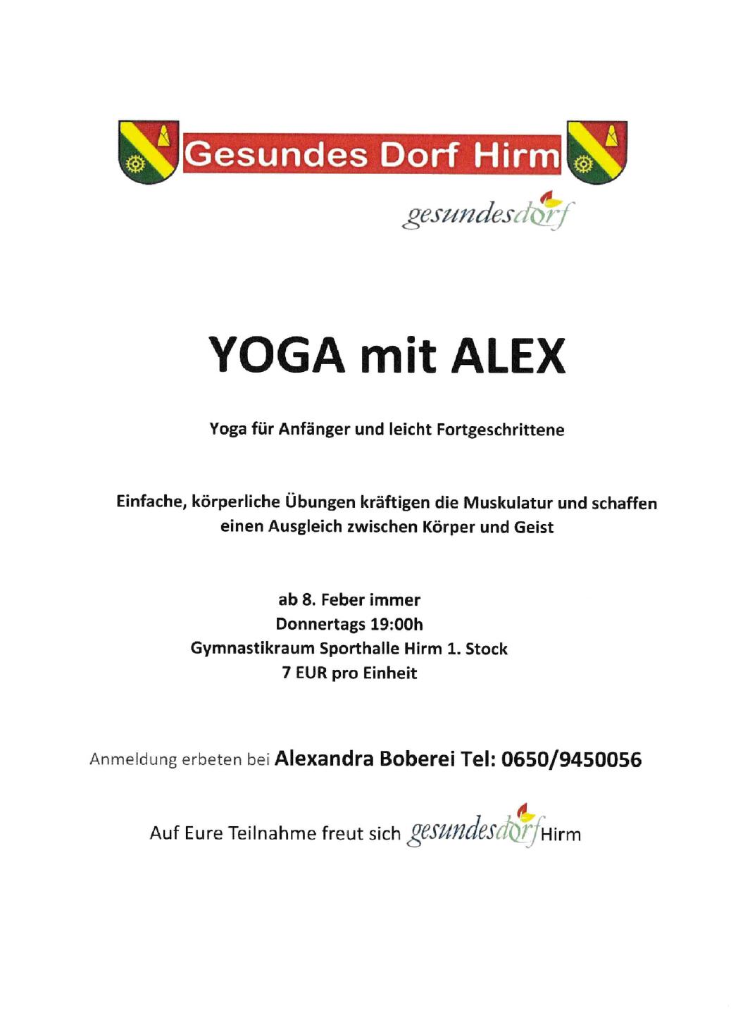 yoga mit Alex ab 8. Feber 2024